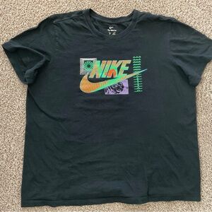 Nike Black Crewneck T-Shirt with White Swoosh Detail